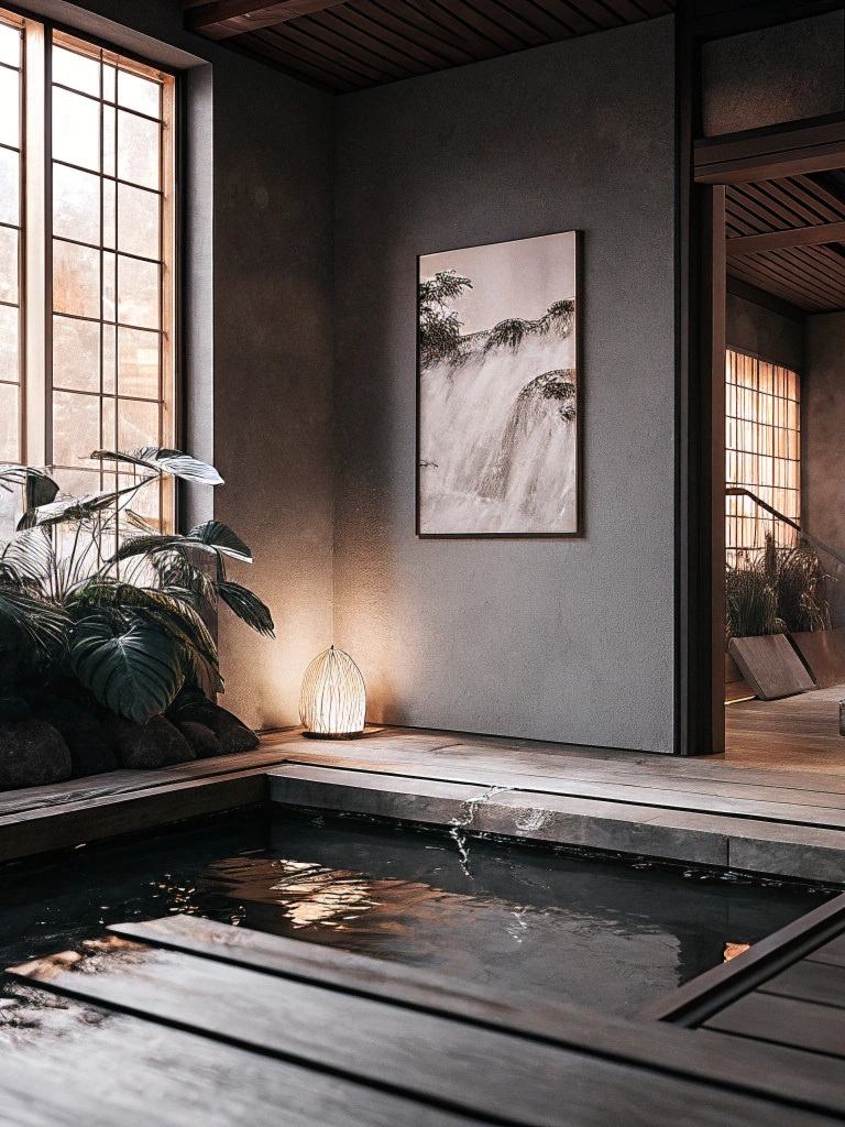 Roligt spa-miljø med naturlige elementer